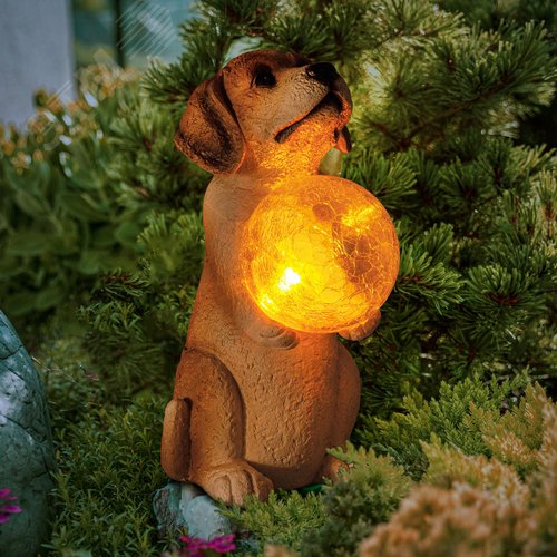 Светильник уличный ERASF22-11 на солнечных батареях садовый Золотистый ретривер щенок 28 см - фото 4