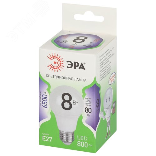 Лампа светодиодная LED 8 Вт 800Лм 6500К груша холодный E27 220-240В LED A60-8W-865-E27 Green Line - фото 3
