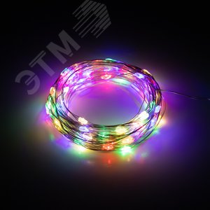 Гирлянда светодиодная новогодняя нить мультиколор 10 м 100 microled IP20 3AA Intro Holiday INNR-02M (элементы питания закупаются отдельно 3ААА) - фото 4
