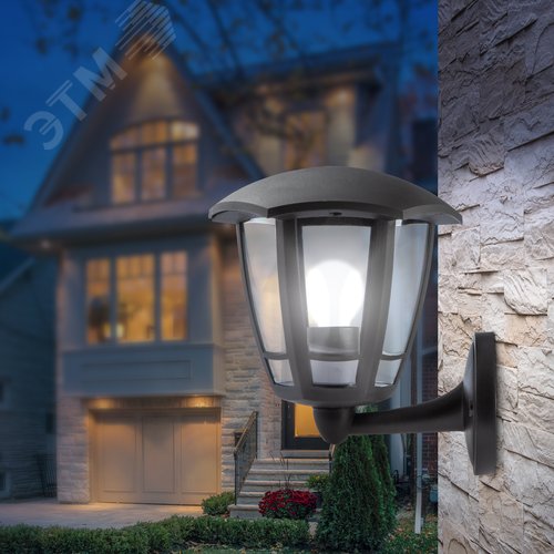 Светильник садово-парковый НБУ 07-40-003 Дели 1 черный 6 гранный настенный IP44 Е27 max60 Вт - фото 8