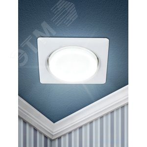 Светильник встраиваемый KL71 WH /1 (к) под лампу Gx53 квадратный 220V 13W белый (40/960) - фото 2