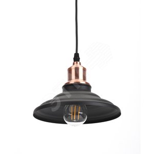 Светильник подвесной декоративный PL4 BK/RC металл, E27, max 60W, d203 мм, шагрень черный/медь (10/210)