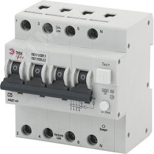 Автоматический выключатель дифференциального тока Pro NO-901-94 АВДТ 63 (А) C25 30mA 6кА 3P+N