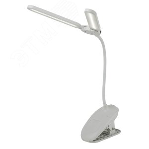 Светильник настольный NLED-512-6W-W светодиодный аккумуляторный на прищепке белый - фото 1
