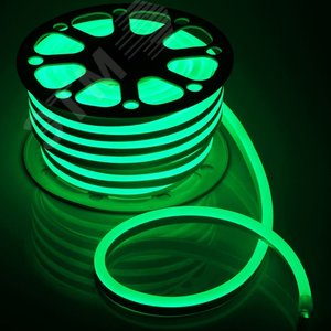 Лента светодиодная неоновая 7Вт/м 220В зеленый IP67 120LED/м N2835-120-IP67-220V-20m-G - фото 2