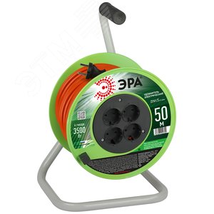 Изображение товара Удлинитель силовой на пластиковой катушке без заземления 4 розетки 50м ПВС 2х1,5мм2 RP-4-2x1.5-50m (шт)
