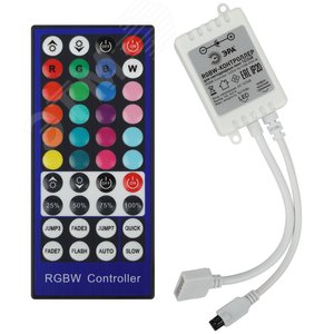 Изображение товара Контроллер для светодиодной ленты с ИК пультом RGBW-Controller-12/24V-96/192W-IP20-IR (шт)