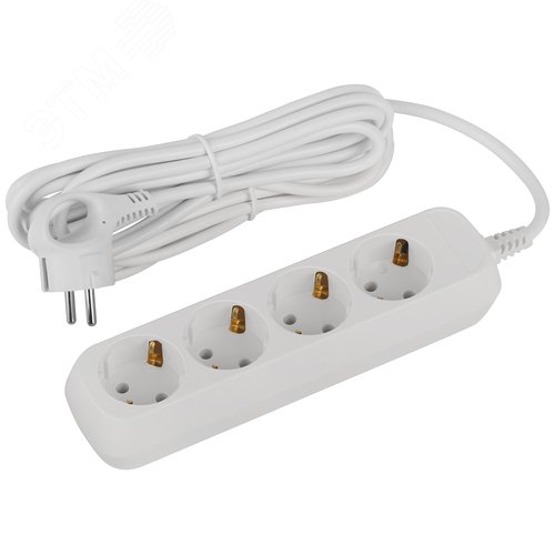 Изображение товара Удлинитель электрический 4 розетки с заземлением 5м ПВС 3x0.75мм2 UDL-10-450-E Greenline (шт)