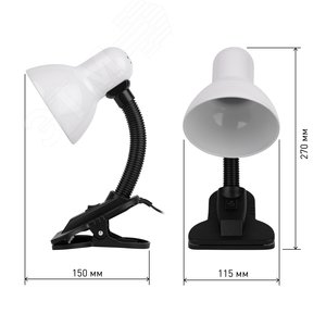 Светильник настольный на прищепке белый N-102-E27-40W-W - фото 7