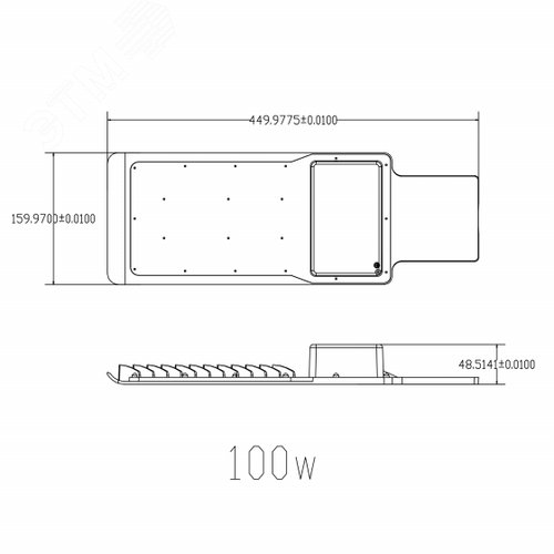 Светильник уличный светодиодный ДКУ 100Вт 3000K 10000Лм КСС Ш-с DOB-SMD 48мм SPP-503-0-30K-100 - фото 5