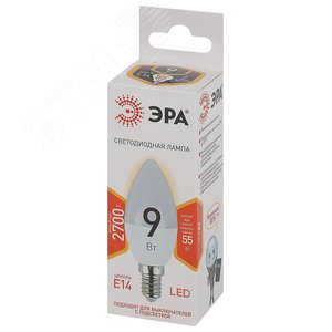 Лампа светодиодная LED 9 Вт 720Лм 2700К свеча теплый E14 170-265В LED B35-9W-827-E14 Standart - фото 2