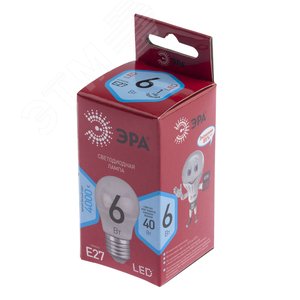 Лампа светодиодная LED 6 Вт 480Лм 4000К шар нейтральный E27 220-240В LED P45-6W-840-E27 Red Line - фото 2