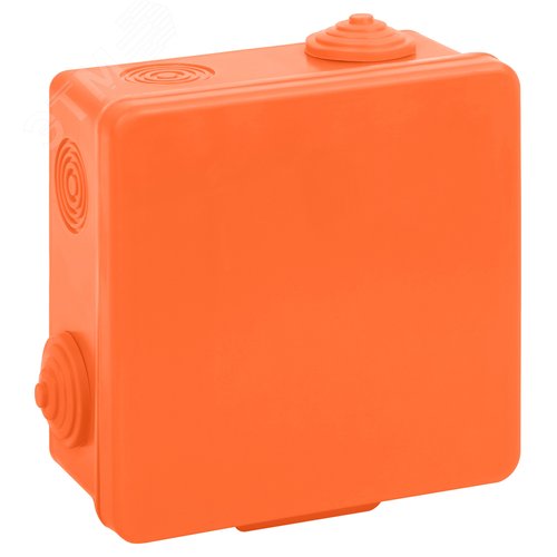 Изображение товара Коробка распаячная KOR-100-100-50-8g-OR-FR огнестойкая 100х100х50мм оранжевая с гермовводами 8 вх. IP54 (шт)
