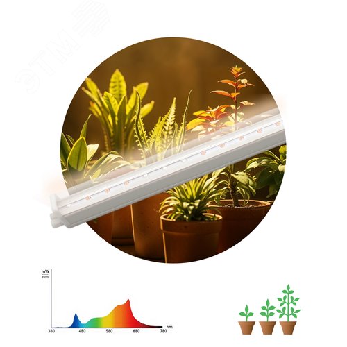 Светильник для растений фитолампа светодиодная линейная ФИТО-24W-PFR-GR полного спектра 24 Вт GREEN LINE - фото 2