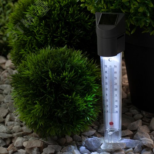 Светильник садовый-градусник на солнечной батарее, сталь, пластик, серый, 33 см ERATR024-02 - фото 4