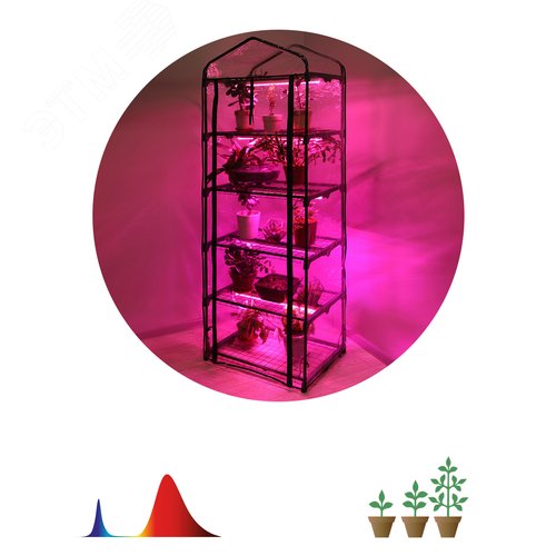 Теплица GREEN APPLE GA-House -5 со светильниками в комплекте 5 ярусов 1930х690х490 мм - фото 1