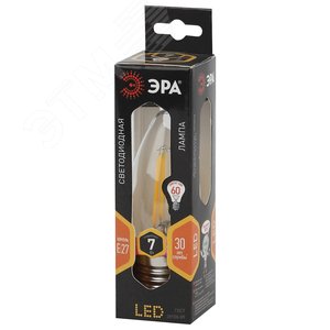 Лампа светодиодная декоративная LED 7 Вт 910Лм 2700К свеча, филамент теплый E27 230В F-LED B35-7W-827-E27 - фото 2