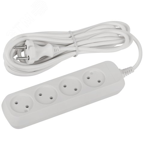 Изображение товара Удлинитель электрический 4 розетки без заземления 5м ПВС 2x0.75мм2 UDL-10-450 Greenline (шт)