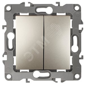 Изображение товара Выключатель двухклавишный скрытого монтажа шампань 10А 250В автоматические (безвинтовые) ЭРА 12 12-1104-04 (шт)