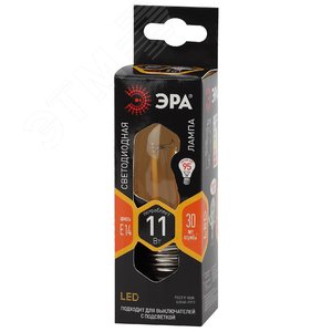 Лампа светодиодная декоративная LED 11 Вт 1430Лм 2700К свеча, филамент теплый E14 230В F-LED B35-11w-827-E14 - фото 2