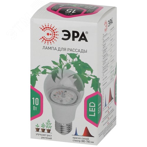 Лампа светодиодная лампа для рассады тип А60, 10 Вт, 220-240V FITO-10W-RB-E27-K - фото 9