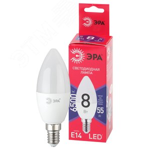 Лампа светодиодная LED B35-8W-865-E14 R (диод, свеча, 8Вт, хол, E14) (10/100/3500)