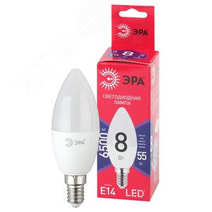 Лампа светодиодная LED 8 Вт 640Лм 6500К свеча холодный E14 220-240В LED B35-8W-865-E14 Red Line - фото 1