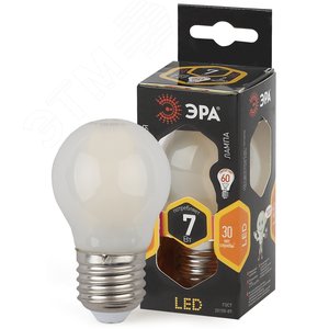 Лампа светодиодная филаментная F-LED P45-7W-827-E27 frost (филамент, шар мат., 7Вт, тепл, E27 (10/100/3000)