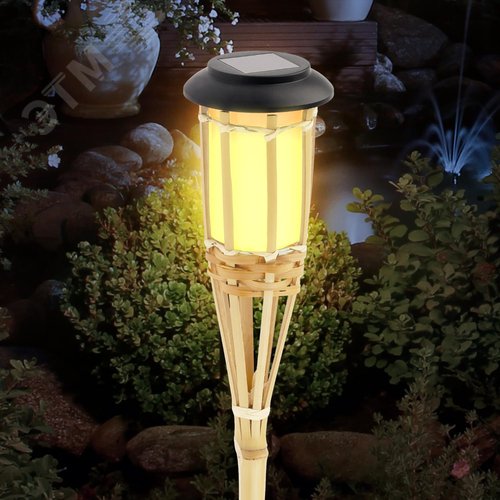 Светильник уличный ERASF22-24 Факел бамбук на солнечных батареях садовый 56 см - фото 6