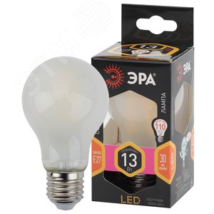 Лампа светодиодная филаментная F-LED A60-13W-827-E27 frost (филамент, груша мат., 13Вт, тепл, Е27) (10/100/1200)