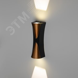 Подсветка декоративная WL43 BK+GD светодиодная 6Вт 3500К черный/золото IP54 для интерьера, фасадов зданий - фото 1