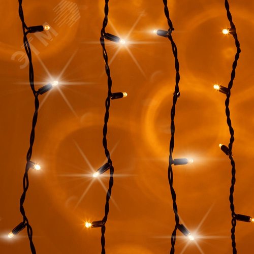 Гирлянда 600LED Занавес 3 м x 2 м, желтый свет, черный каучук, 220 В, IP65 ERAPS-Z - фото 6