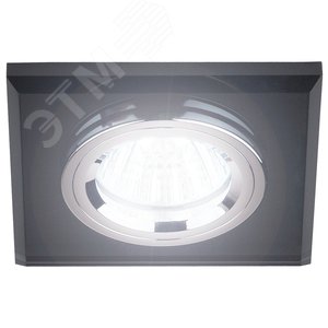 Светильник декор стекло квадрат MR16,12V/220V, 50W, хром/черный DK8 CH/BK - фото 2