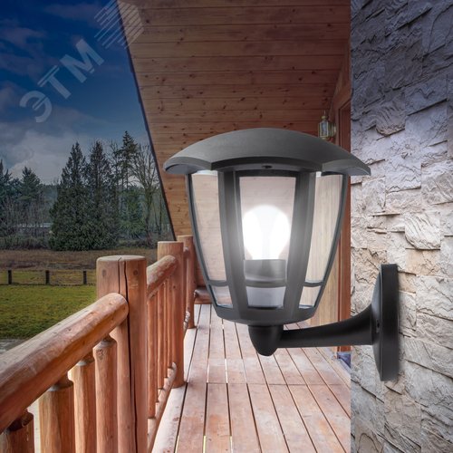 Светильник садово-парковый НБУ 07-40-003 Дели 1 черный 6 гранный настенный IP44 Е27 max60 Вт - фото 7