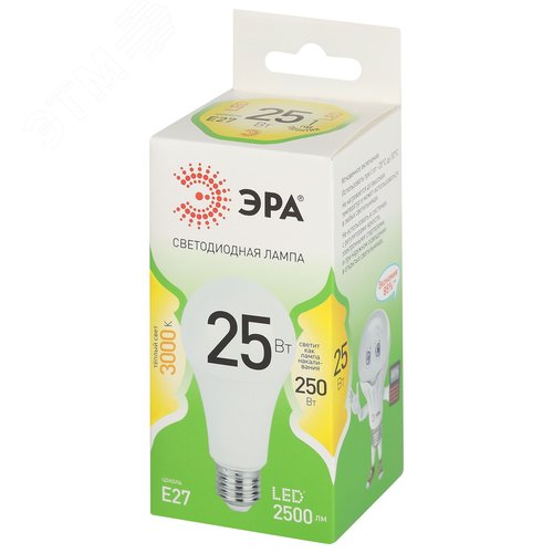 Лампа светодиодная LED 25 Вт 2500Лм 3000К груша теплый E27 220-240В LED A60-25W-830-E27 Green Line - фото 3