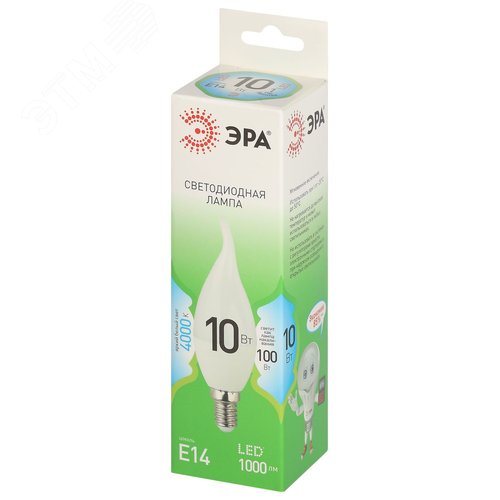 Лампа светодиодная LED 10 Вт 1000Лм 4000К свеча на ветру нейтральный E14 220-240В LED BXS-10W-840-E14 Green Line - фото 3