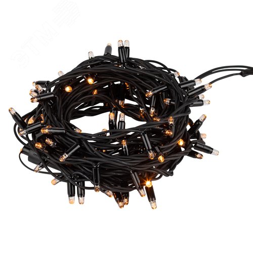 Гирлянда 100LED Нить 10 м, желтый свет, черный каучук, 220 В, IP65 ERAPS-NZ2 - фото 2
