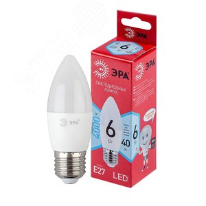 Лампа светодиодная E27 6 Вт свеча нейтральный RED LINE LED B35-6W-840-E27 R Е27 /