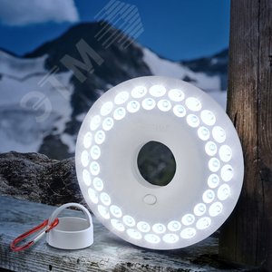 Фонарик светильник подвесной на батарейках 3хAA, подвес, карабин, магнитный в палатку, 48 LED K48 НЛО - фото 5