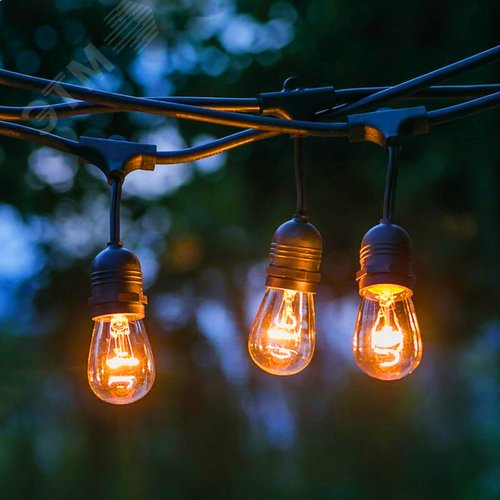 Гирлянда нить Филамент, 4,5 м, длина провода 60 см, 10 LED, теплый белый, E27, каучук, 220В, IP44 ERABL-FIL1 - фото 11