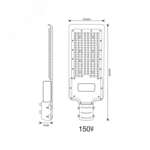 Светильник уличный светодиодный ДКУ 200Вт 5000К 20000Лм IP65 КСС ''Ш-с'' IC-SMD 48-60мм полный раструб SPP-502-0-50K-200 - фото 8