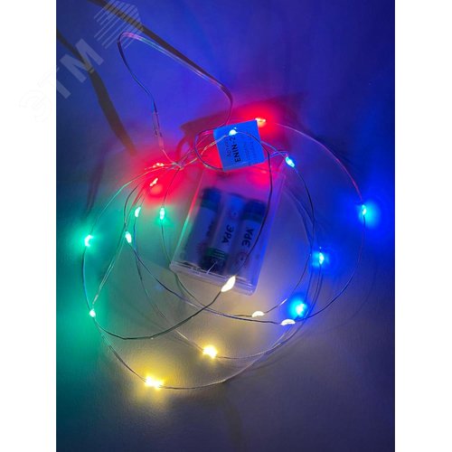 ENIN-2M Гирлянда LED Нить 2 м мультиколор, АА, IP20 (120/4800) - фото 8