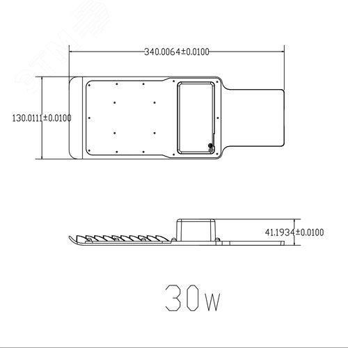 Светильник уличный светодиодный ДКУ 30Вт 5000К 3000Лм КСС Ш-с DOB-SMD 48мм пульсации<5% SPP-503-0-50K-030 - фото 6