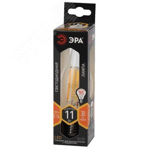 Лампа светодиодная декоративная LED 11 Вт 1430Лм 2700К свеча на ветру, филамент теплый E14 230В F-LED BXS-11W-827-E14 - фото 2