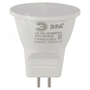 Лампа светодиодная LED MR11-4W-860-GU4 (диод, софит, 4Вт, холод, GU4) (10/100/8000) Б0049067 ЭРА - 3