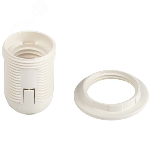 Патрон Е27 с кольцом пластик белый - фото 1