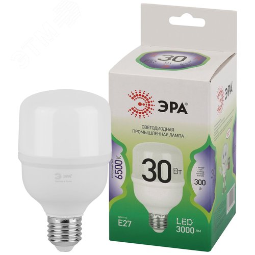 Лампа светодиодная высокой мощности LED 30 Вт 3000Лм 6500К T70 холодный E27 170-265В LED POWER T70-30W-865-E27 Green Line - фото 1