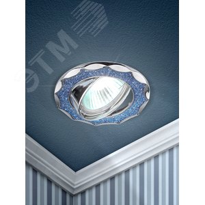 Светильник декорDK17 CH/SHBL2 круглый со стеклянной крошкой MR16,12V/220V, 50W, хром/голубой C0043752 ЭРА - 2