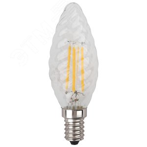 Лампа светодиодная филаментная F-LED BTW-7W-827-E14 (филамент, свеча витая, 7Вт, тепл, E14 (10/100/2800) Б0027960 ЭРА - 3