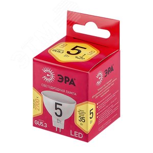 Лампа светодиодная LED 5 Вт 400Лм 2700К софит теплый GU5.3 220-240В LED MR16-5W-827-GU5.3 Red Line - фото 2